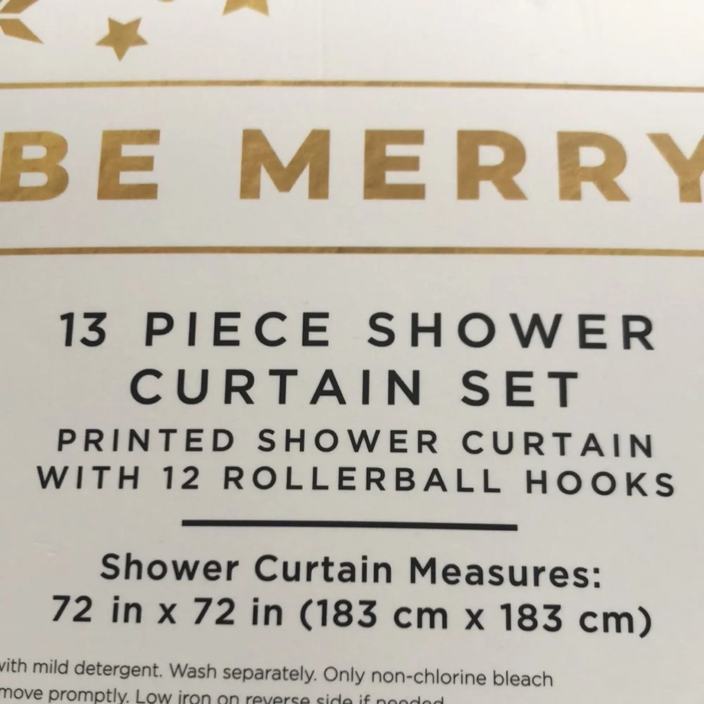 Be Merry Candy Cane Shower Curtain Set NEW